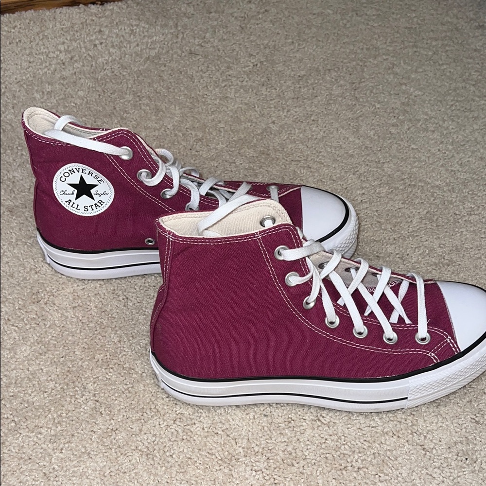 Converse High Tops: Lift - Burgundy and White